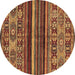 Round Machine Washable Abstract Brown Modern Rug, wshabs603brn