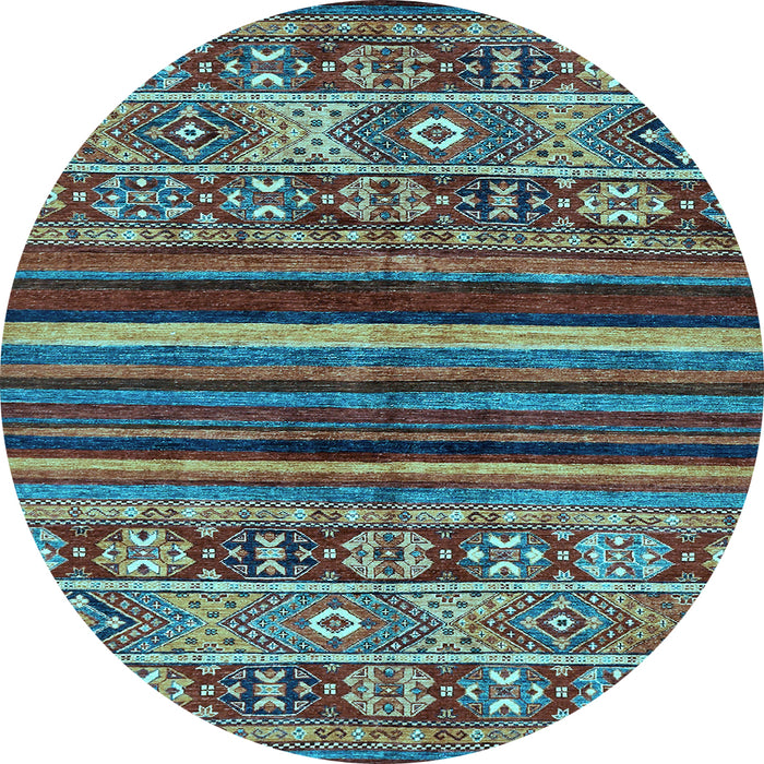 Round Machine Washable Abstract Light Blue Modern Rug, wshabs603lblu