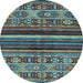 Round Machine Washable Abstract Light Blue Modern Rug, wshabs603lblu