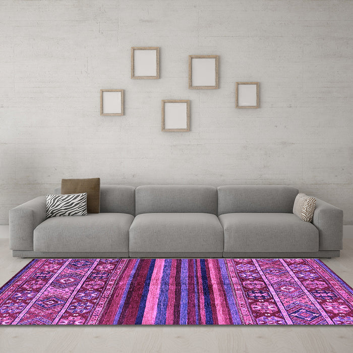 Machine Washable Abstract Purple Modern Area Rugs in a Living Room, wshabs603pur