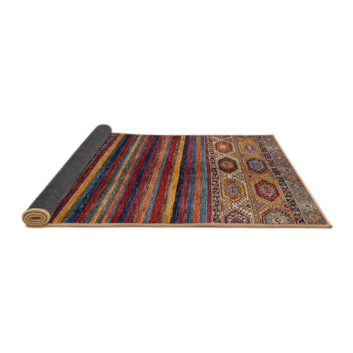 Sideview of Abstract Saffron Red Modern Rug, abs604