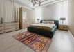 Abstract Saffron Red Modern Rug in a Bedroom, abs604