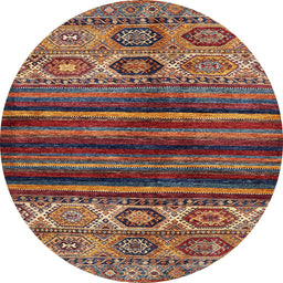 Round Machine Washable Abstract Saffron Red Rug, wshabs604
