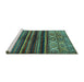 Sideview of Machine Washable Abstract Turquoise Modern Area Rugs, wshabs604turq