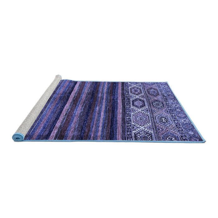 Sideview of Machine Washable Abstract Blue Modern Rug, wshabs604blu