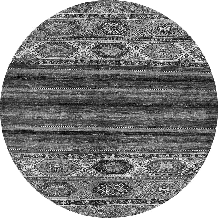 Round Machine Washable Abstract Gray Modern Rug, wshabs604gry