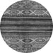 Round Machine Washable Abstract Gray Modern Rug, wshabs604gry