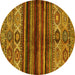 Round Machine Washable Abstract Yellow Modern Rug, wshabs604yw