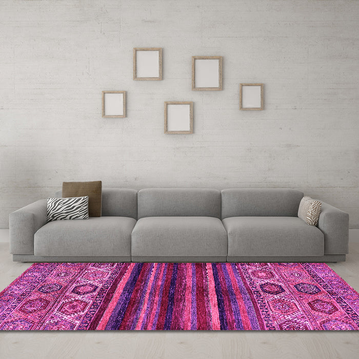 Machine Washable Abstract Pink Modern Rug in a Living Room, wshabs604pnk