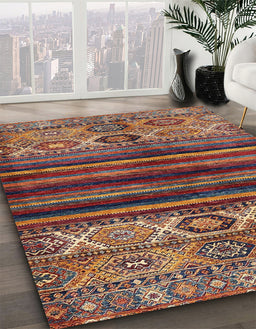 Machine Washable Abstract Saffron Red Rug in a Family Room, wshabs604