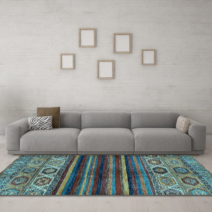 Machine Washable Abstract Light Blue Modern Rug in a Living Room, wshabs604lblu