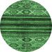 Round Abstract Emerald Green Modern Rug, abs604emgrn