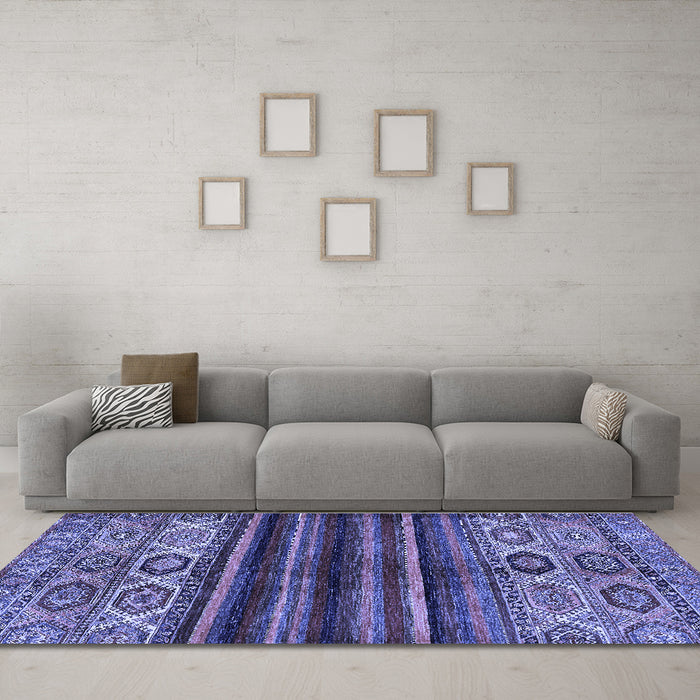 Machine Washable Abstract Blue Modern Rug in a Living Room, wshabs604blu
