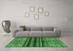 Machine Washable Abstract Emerald Green Modern Area Rugs in a Living Room,, wshabs604emgrn