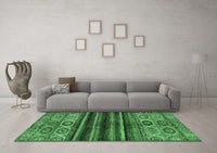 Machine Washable Abstract Emerald Green Modern Rug, wshabs604emgrn