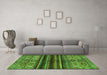 Machine Washable Abstract Green Modern Area Rugs in a Living Room,, wshabs604grn