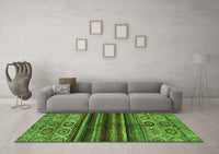 Machine Washable Abstract Green Modern Rug, wshabs604grn