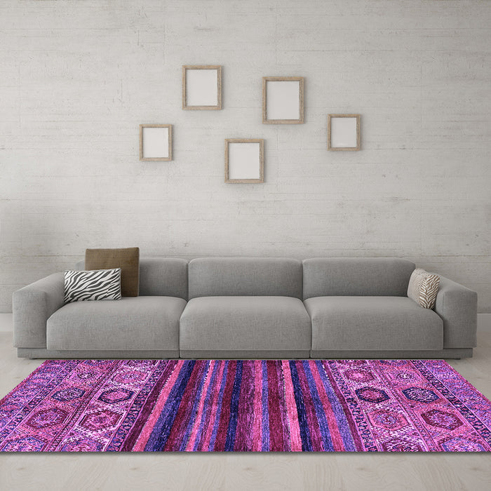Machine Washable Abstract Purple Modern Area Rugs in a Living Room, wshabs604pur