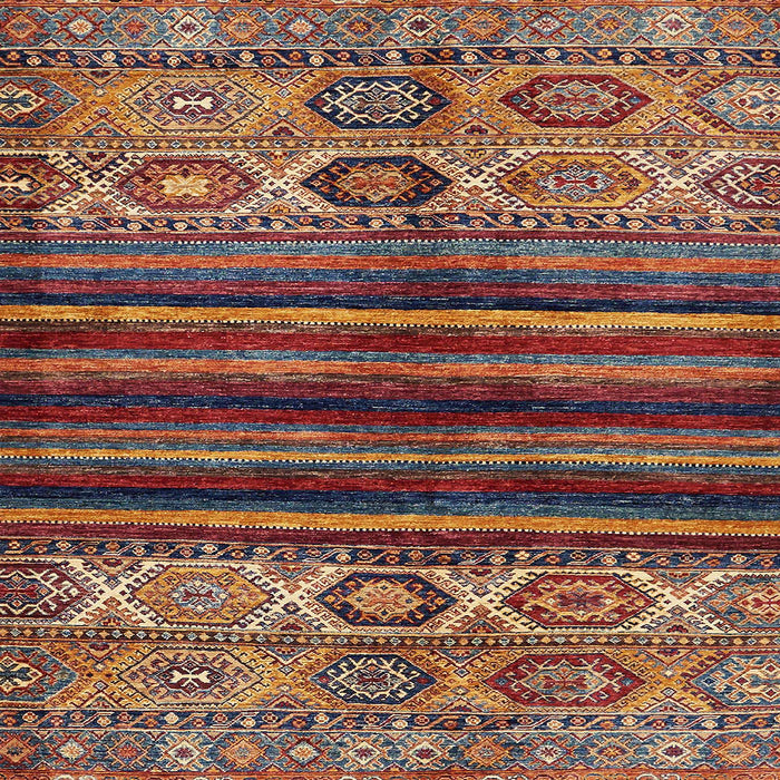 Square Machine Washable Abstract Saffron Red Rug, wshabs604