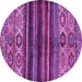 Round Machine Washable Abstract Purple Modern Area Rugs, wshabs604pur