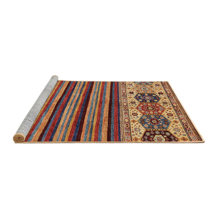Sideview of Machine Washable Abstract Brown Red Rug, wshabs605