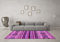 Machine Washable Abstract Purple Modern Area Rugs in a Living Room, wshabs605pur