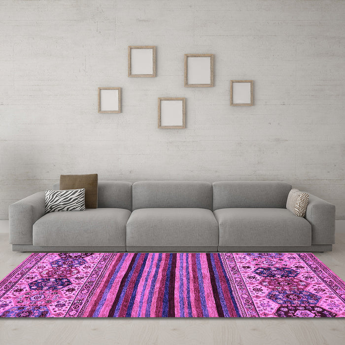Machine Washable Abstract Purple Modern Area Rugs in a Living Room, wshabs605pur