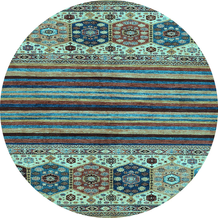 Round Machine Washable Abstract Light Blue Modern Rug, wshabs605lblu