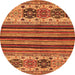 Round Abstract Orange Modern Rug, abs605org