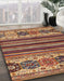 Abstract Brown Red Modern Rug in Family Room, abs605