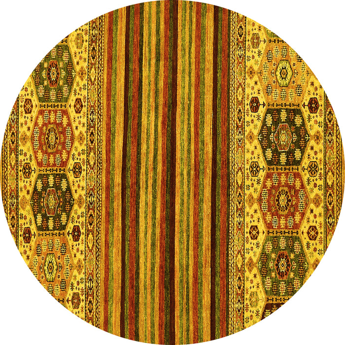 Round Machine Washable Abstract Yellow Modern Rug, wshabs605yw
