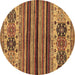 Round Machine Washable Abstract Brown Modern Rug, wshabs605brn