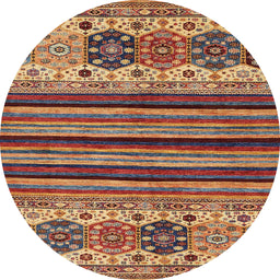 Round Machine Washable Abstract Brown Red Rug, wshabs605