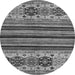 Round Abstract Gray Modern Rug, abs605gry