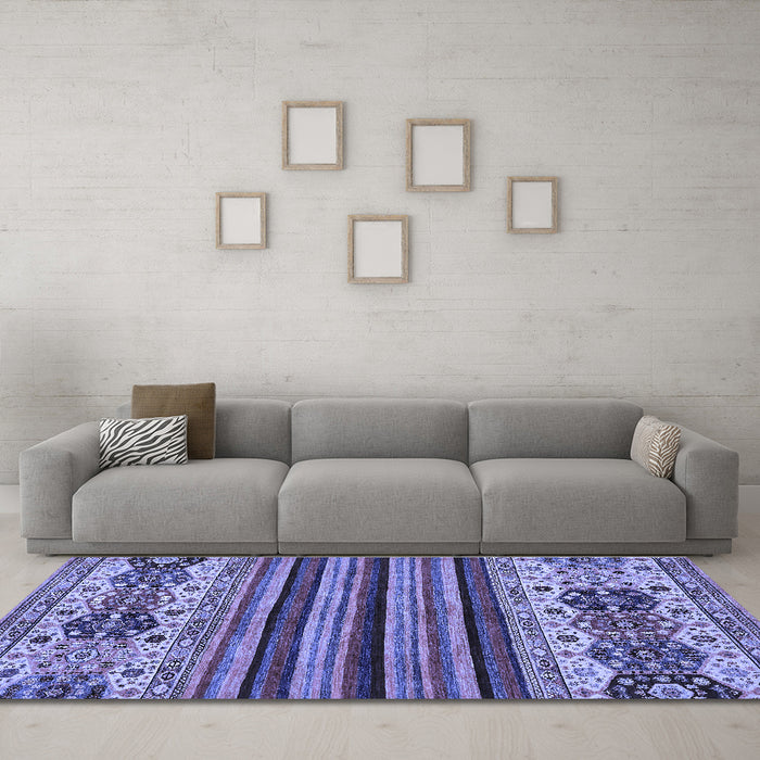 Machine Washable Abstract Blue Modern Rug in a Living Room, wshabs605blu