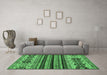 Machine Washable Abstract Emerald Green Modern Area Rugs in a Living Room,, wshabs605emgrn