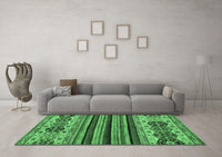 Machine Washable Abstract Emerald Green Modern Rug, wshabs605emgrn