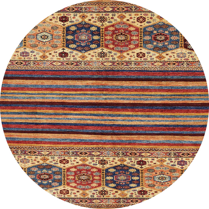 Round Abstract Brown Red Modern Rug, abs605
