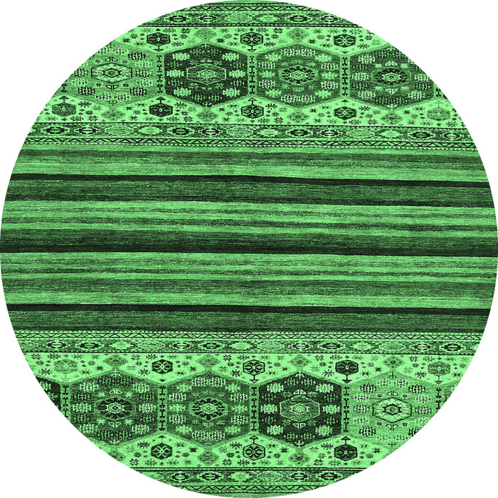 Round Abstract Emerald Green Modern Rug, abs605emgrn