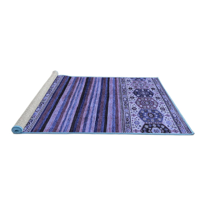 Sideview of Machine Washable Abstract Blue Modern Rug, wshabs605blu