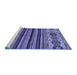 Sideview of Machine Washable Abstract Blue Modern Rug, wshabs605blu