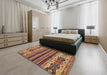 Abstract Brown Red Modern Rug in a Bedroom, abs605