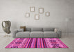 Machine Washable Abstract Pink Modern Rug in a Living Room, wshabs605pnk