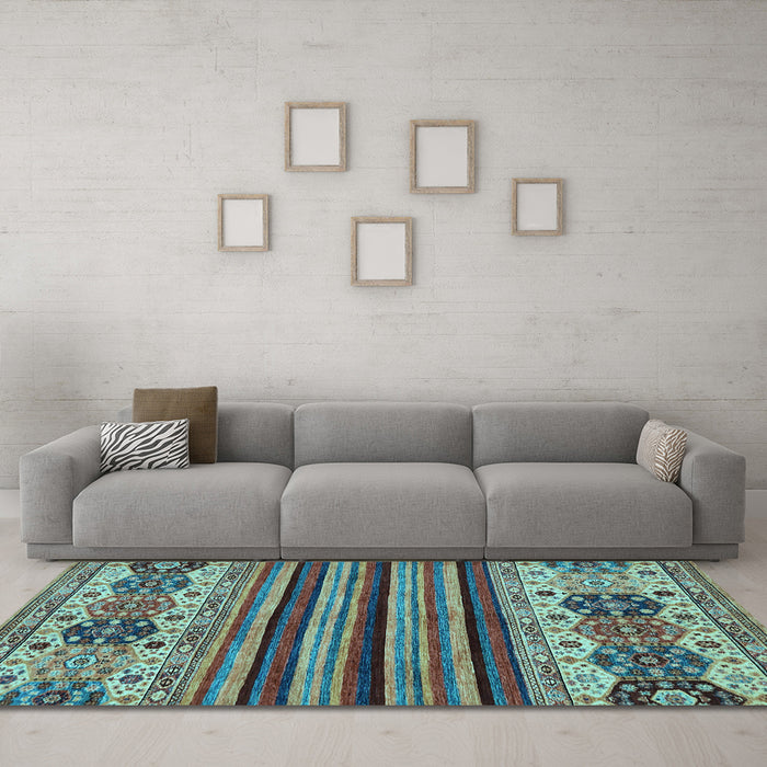 Machine Washable Abstract Light Blue Modern Rug in a Living Room, wshabs605lblu