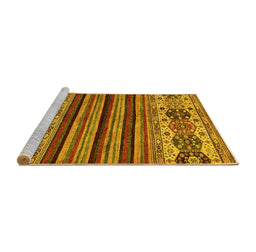 Sideview of Machine Washable Abstract Yellow Modern Rug, wshabs605yw