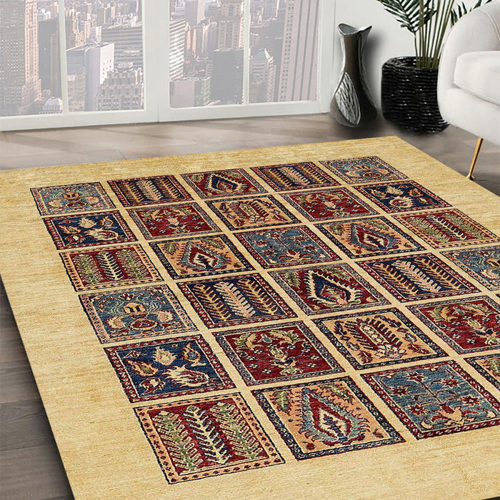 Machine Washable Abstract Chrome Gold Yellow Rug in a Family Room, wshabs606