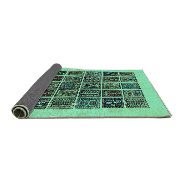 Sideview of Abstract Turquoise Modern Rug, abs606turq