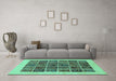 Machine Washable Abstract Turquoise Modern Area Rugs in a Living Room,, wshabs606turq