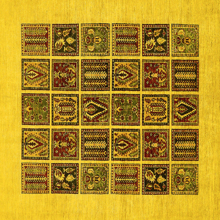 Square Abstract Yellow Modern Rug, abs606yw