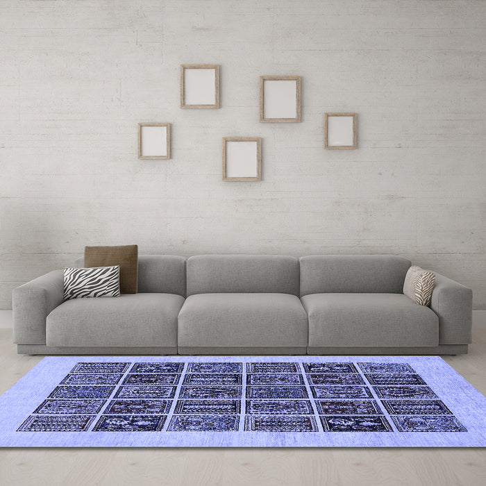 Machine Washable Abstract Blue Modern Rug in a Living Room, wshabs606blu